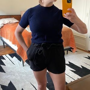 Navy blue crop top 100% cashmere vintage made in Scotland